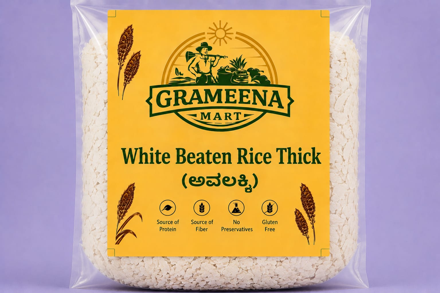 White beaten rice thick